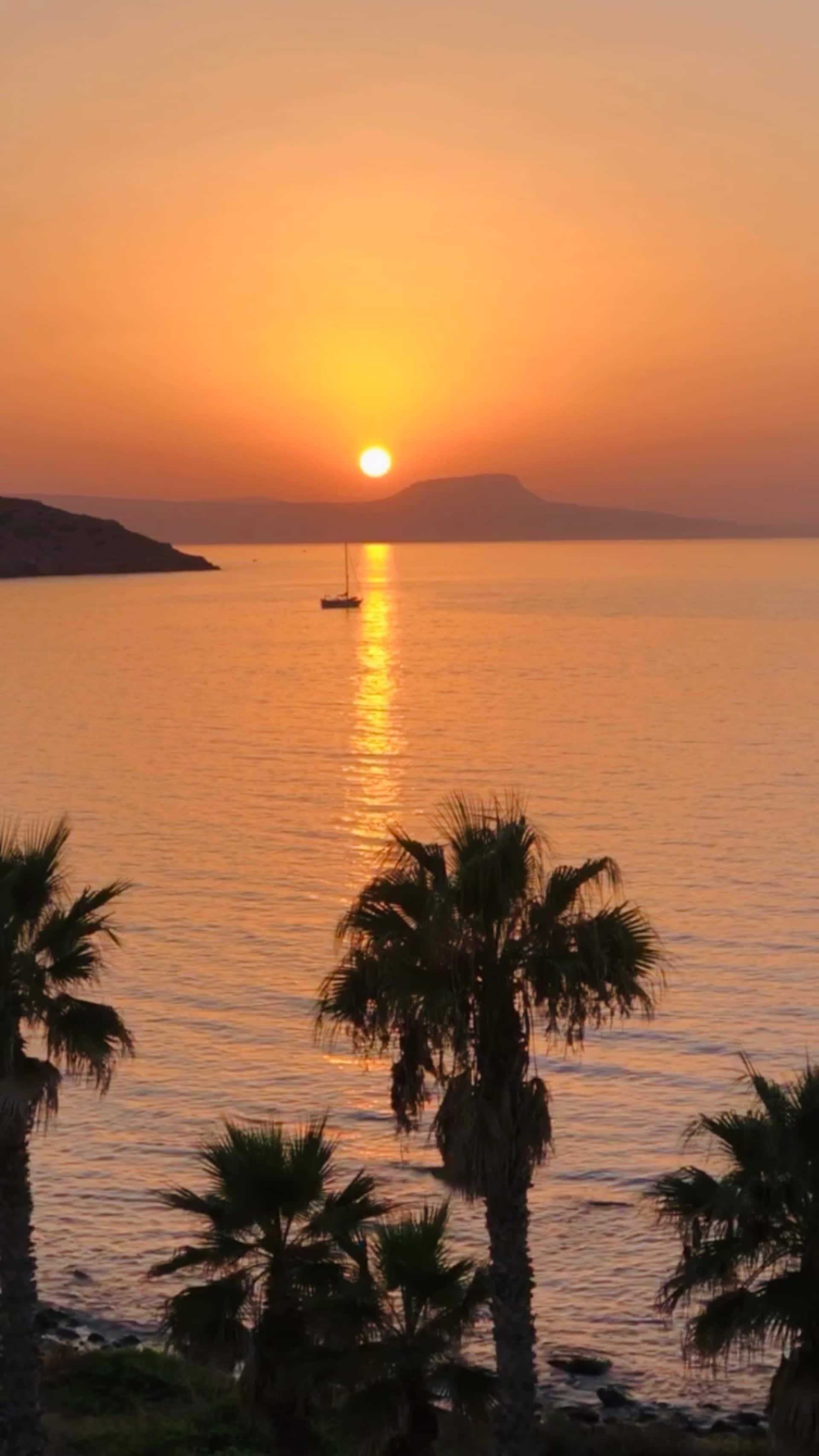 Sunset over the Aegean from the apartment