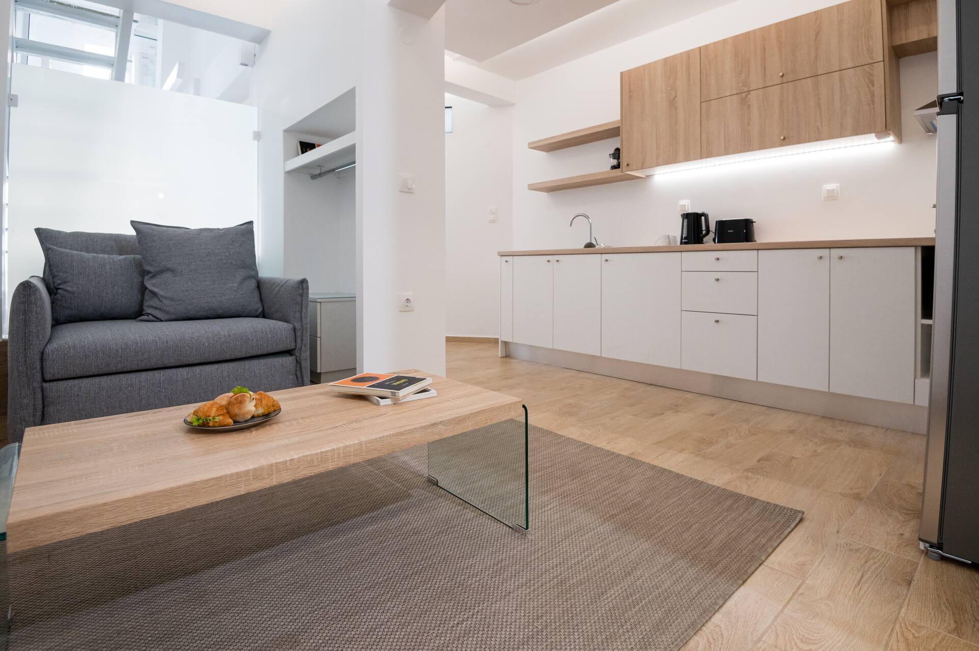 Open-plan living room and kitchen